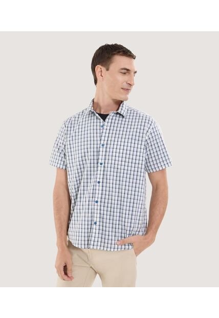 Camisa Para Hombre Manga Corta Con Bolsillo Cuello Casual M Color Azul Marca Ostu #60010851