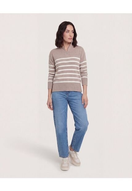 Saco  Para Mujer Cuello Alto O Cuello Tortuga Color Café Marca Ostu #40330081