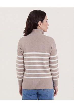 Saco  Para Mujer Cuello Alto O Cuello Tortuga Color Café Marca Ostu #40330081