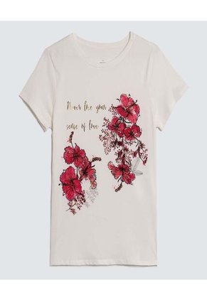 Camiseta Para Mujer Manga Corta Color Blanco Marca Ostu #40092105