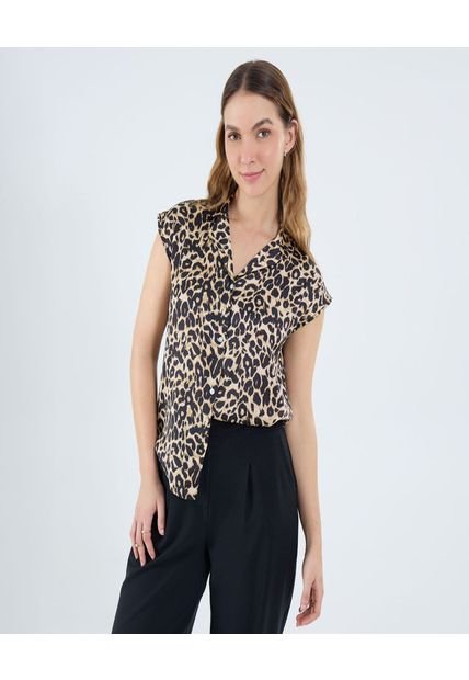 Blusa Para Mujer Manga Sisa Color Café Marca Ostu #40121139