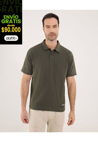Polo Para Hombre Cuello Maquina Sin Bolsillo Color Verde Marca Ostu #60110814 Ostu