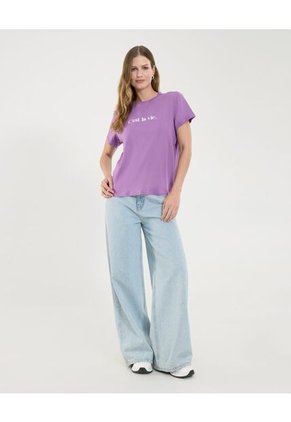 Camiseta Para Mujer Manga Corta Color Purpura Marca Ostu #40092160