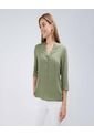 Blusa Para Mujer Manga 3/4 Color Verde  Marca Ostu #40121030 de Ostu
