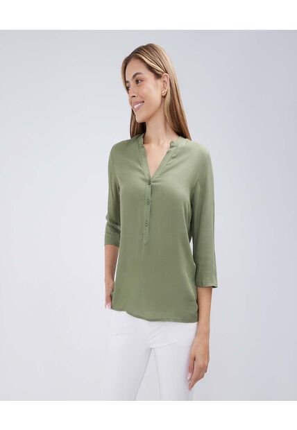 Blusa Para Mujer Manga 3/4 Color Verde  Marca Ostu #40121030