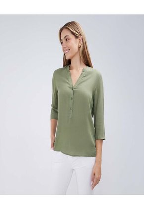 Blusa Para Mujer Manga 3/4 Color Verde Marca Ostu #40121030