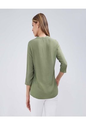 Blusa Para Mujer Manga 3/4 Color Verde Marca Ostu #40121030