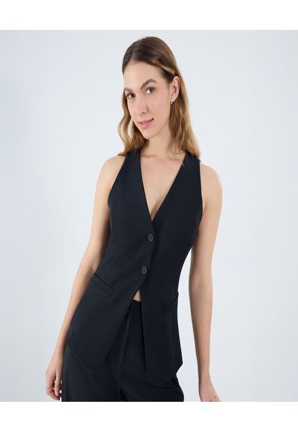 Chaleco Para Mujer Plano Color Negro Marca Ostu #40250018
