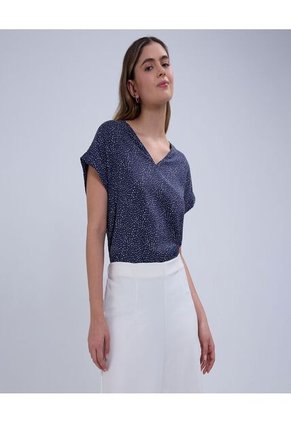 Blusa Para Mujer Manga Corta Color Azul Marca Ostu #40120959