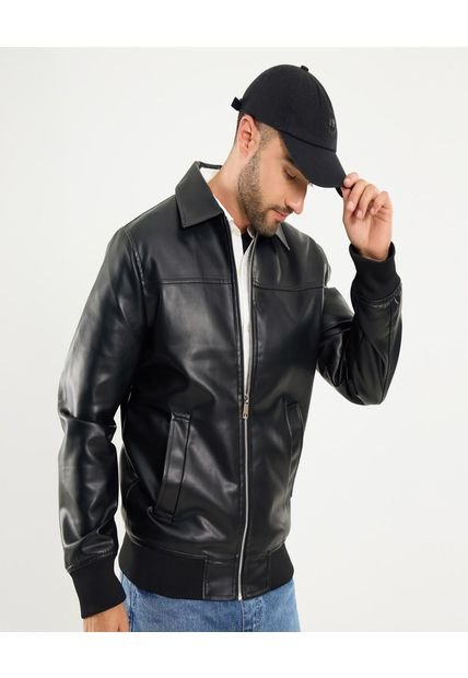 Chaqueta Para Hombre Pu Color Negro Marca Ostu #60080165