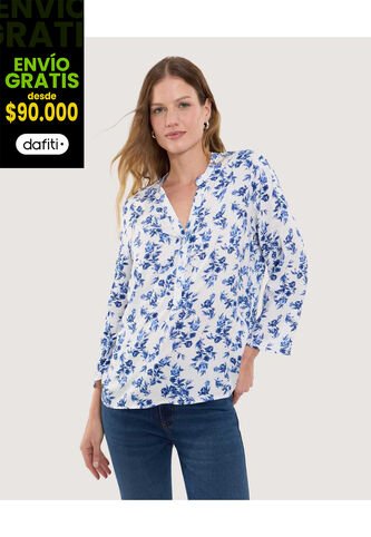 Blusa Para Mujer Manga 3/4 Color Crudo Marca Ostu #40121181 Ostu