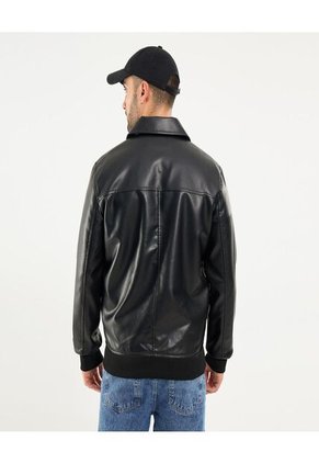 Chaqueta Para Hombre Pu Color Negro Marca Ostu #60080165