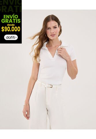 Polo Para Mujer Manga Corta Color Crudo Marca Ostu #40110174 Ostu