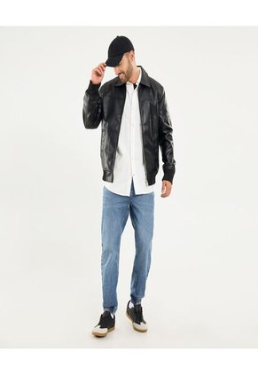 Chaqueta Para Hombre Pu Color Negro Marca Ostu #60080165