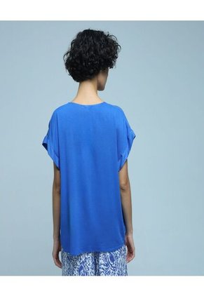 Blusa Para Mujer Manga Corta Color Azul Marca Ostu #40120957