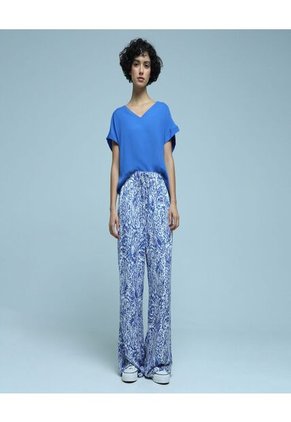 Blusa Para Mujer Manga Corta Color Azul Marca Ostu #40120957