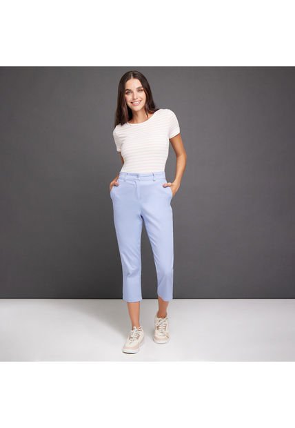 Pantalon Para Mujer Capri Color Azul  Marca Ostu #40070347