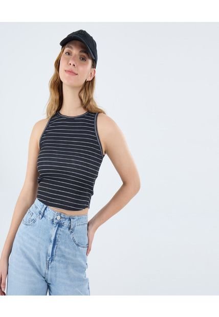 Camiseta Para Mujer Crop Top Manga Sisa Color Negro Marca Ostu #40092435