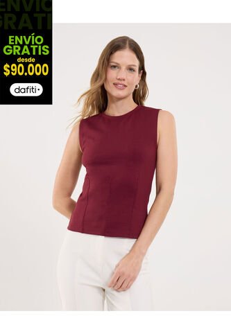 Camiseta Para Mujer Manga Sisa Cuello Redondo Color Vino Marca Ostu #40092525 Ostu