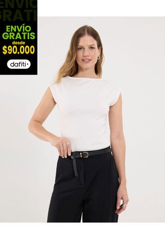 Camiseta Para Mujer Manga Sisa Cuello Redondo Color Crema Marca Ostu #40092531 Ostu