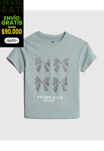 Camiseta Infantil Niña Manga Corta Cuello Redondo Color Azul Marca Ostu #90090296 Ostu