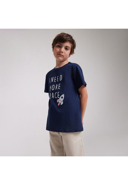 Camiseta Para Niño Manga Corta Color Azul  Marca Ostu #80090134