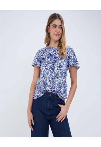 Camiseta Para Mujer Manga Corta Color Azul  Marca Ostu #40091971 Ostu