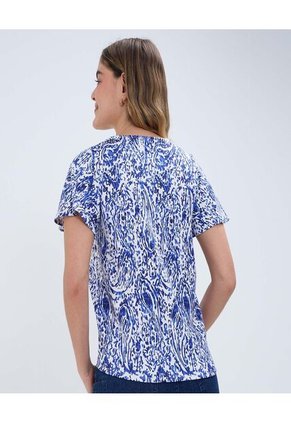 Camiseta Para Mujer Manga Corta Color Azul Marca Ostu #40091971