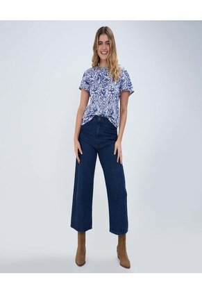 Camiseta Para Mujer Manga Corta Color Azul Marca Ostu #40091971