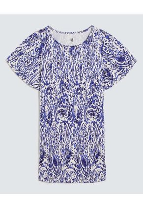 Camiseta Para Mujer Manga Corta Color Azul Marca Ostu #40091971