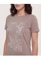 Camiseta  Para Mujer Manga Corta Cuello Redondo Color Beige Marca Ostu #40092832 de Ostu