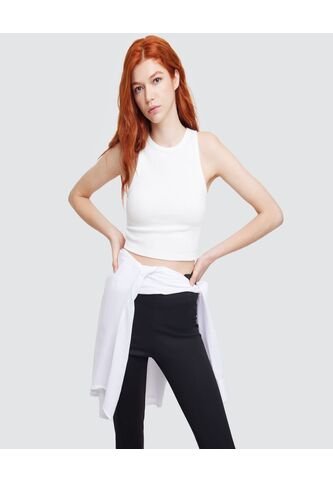Crop Top Para Mujer Manga Sisa Color Crema Marca Ostu #40091498 Ostu