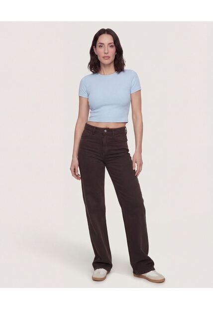 Camiseta  Para Mujer Crop Top Manga Corta Color Celeste Marca Ostu #40098218