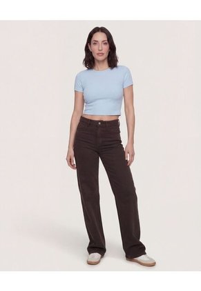 Camiseta Para Mujer Crop Top Manga Corta Color Celeste Marca Ostu #40098218