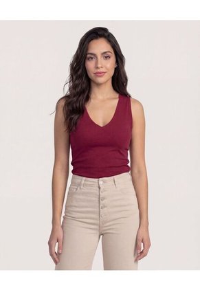 Body  Para Mujer Manga Sisa Color Vino Marca Ostu #40200222