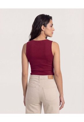 Body  Para Mujer Manga Sisa Color Vino Marca Ostu #40200222