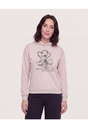 Hoodie Sombrerero Tea Time Para Mujer Beige Ostu