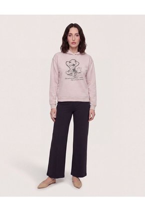 Hoodie Sombrerero Tea Time Para Mujer Beige Ostu