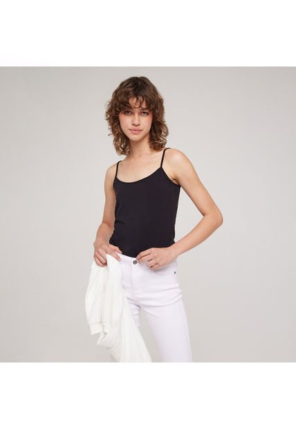 Top Para Mujer Cuello Redondo Color Negro Marca Ostu #40220261