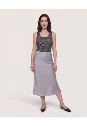 Top Basico Hombro Ancho Estampado  Para Mujer Negro Ostu