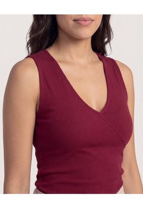 Body  Para Mujer Manga Sisa Color Vino Marca Ostu #40200222