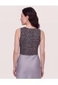 Top Basico Hombro Ancho Estampado  Para Mujer Negro Ostu de Ostu