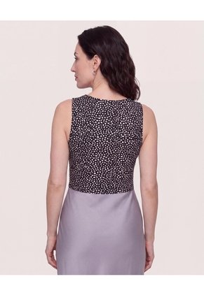 Top Basico Hombro Ancho Estampado  Para Mujer Negro Ostu