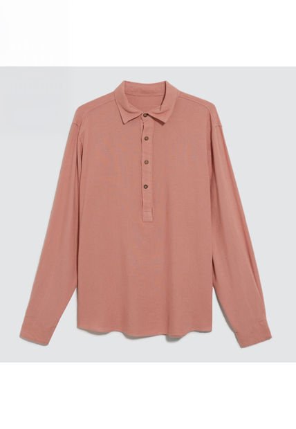Camisa Para Hombre Manga Larga Sin Bolsillo Color Rosado  Marca Ostu #60010532