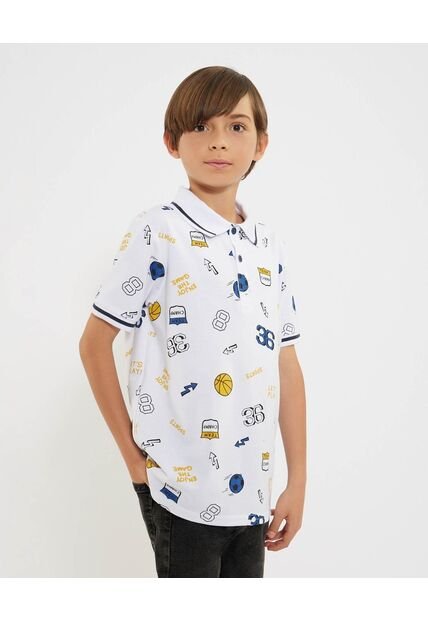 Polo Para Niño Manga Corta Color Blanco Marca Ostu #80110101