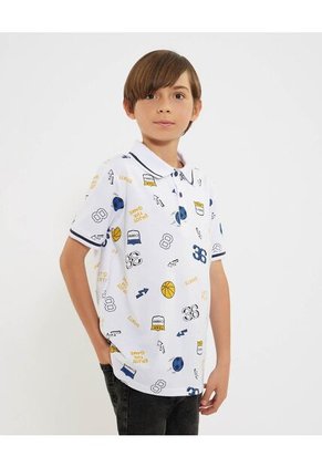 Polo Para Niño Manga Corta Color Blanco Marca Ostu #80110101