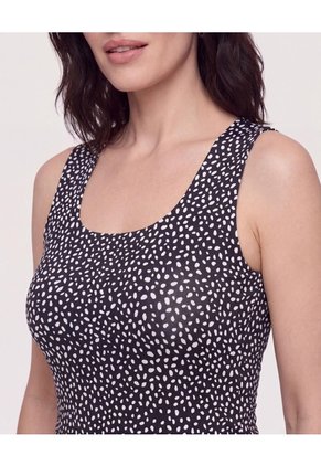Top Basico Hombro Ancho Estampado  Para Mujer Negro Ostu