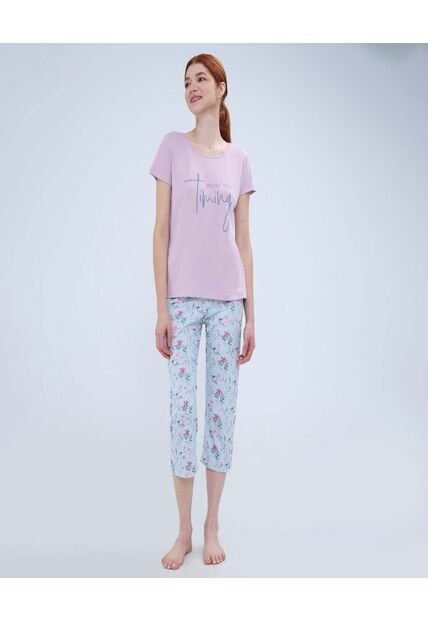 Pijama Para Mujer M/C Capri Color Lila  Marca Ostu #40040403