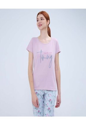 Pijama Para Mujer M/C Capri Color Lila  Marca Ostu #40040403