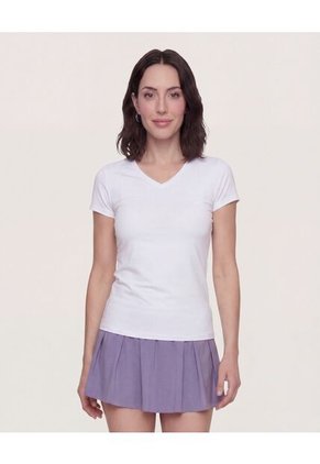 Camiseta  Para Mujer Manga Corta Cuello V Color Blanco Marca Ostu #40092804